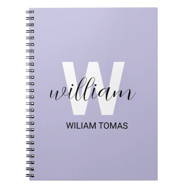 Purple Monogram Initial Aesthetic Gift notebook (Front)