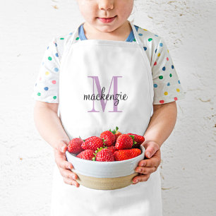 Purple Monogram Initial and Name Personalised Kids Apron