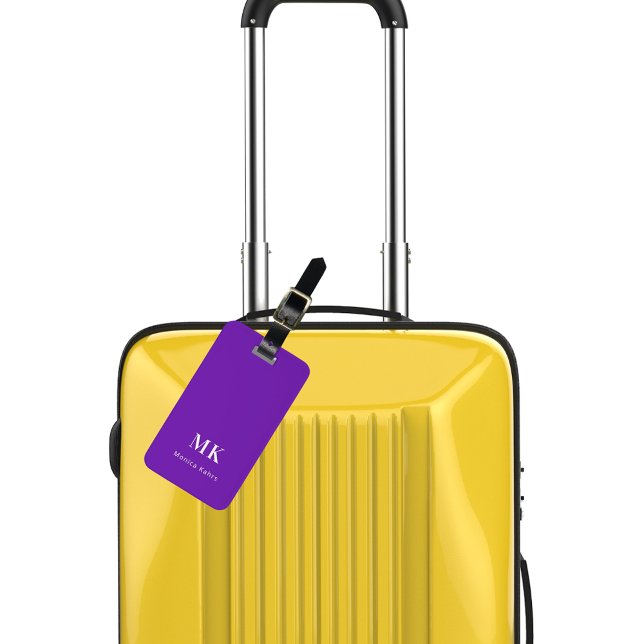 Purple monogram initials luggage tag (Creator Uploaded)