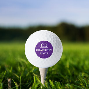 Purple monogram initials name golf balls