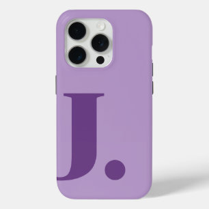 Purple Monogram Letter Basic Colour Minimalist iPhone 15 Pro Case