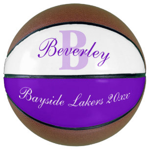 Purple monogram name, initial and team basketball