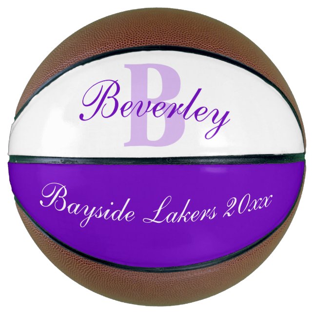 Purple monogram name, initial and team basketball (Front)