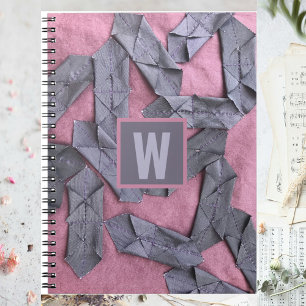 Purple monogram personalised abstract geometric notebook