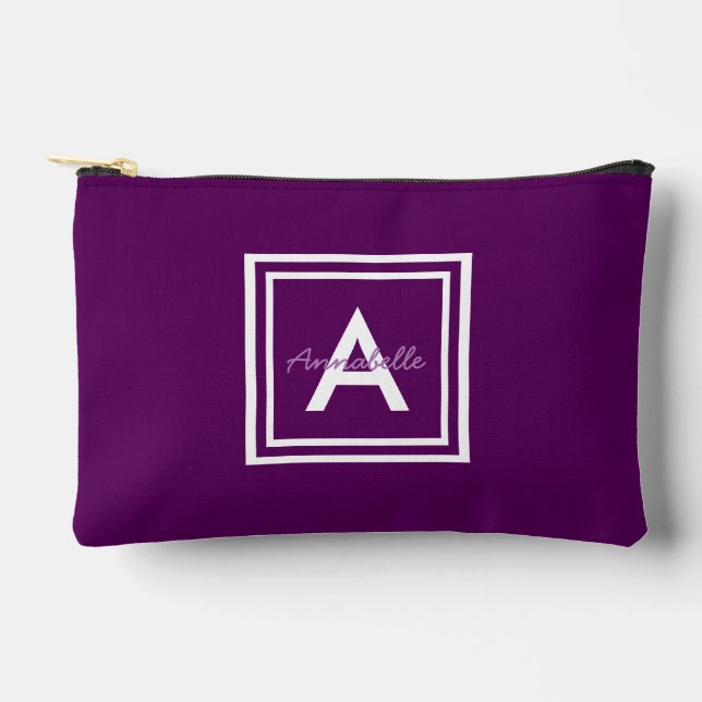 Purple Monogram Personalised Accessory Pouch (Front)