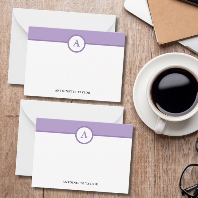 Purple Monogram Personalised Note Cards (Creator Uploaded)