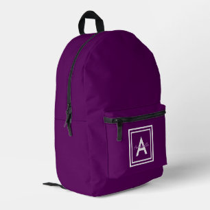 Purple Monogram Personalised Printed Backpack