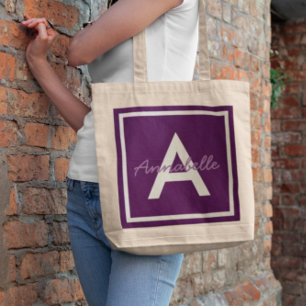 Purple Monogram Personalised Tote Bag