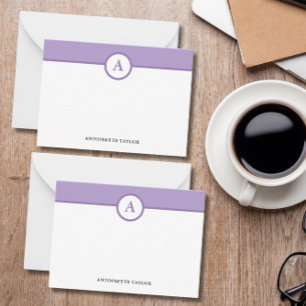 Purple Monogram Personalized Note Cards