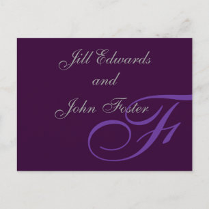 Purple Monogram Save the Date Announcement