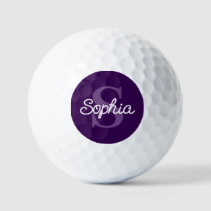 Purple Monogram Script Name Ladies Golf Balls