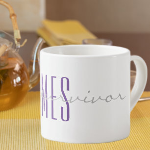 Purple Monogram Soft Grey i'm a survivor 6oz Espresso Cup