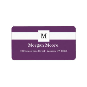 Purple Monogram Style Address Labels