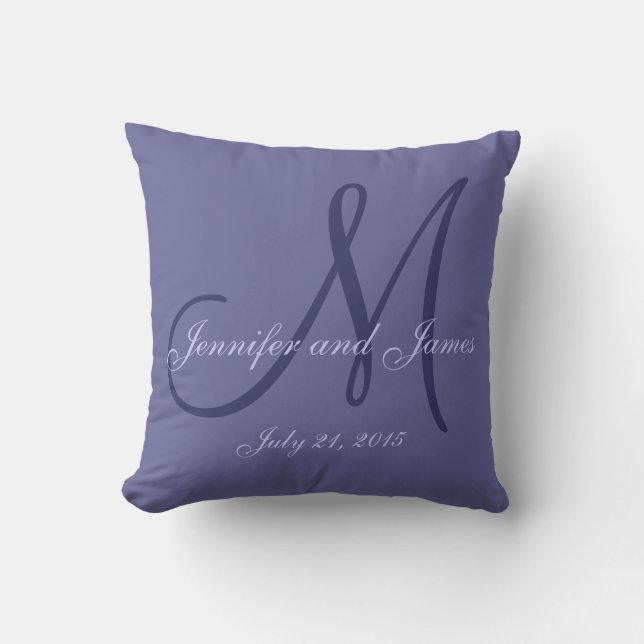 Purple Monogram Wedding Cushion (Front)