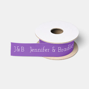 Purple Monogram Wedding Custom Name Personalised Satin Ribbon