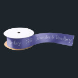 Purple Monogram Wedding Personalised Satin Ribbon<br><div class="desc">Purple Monogram Wedding Personalised Name Custom Satin Ribbon features a simple monogram on the left with personalised names next to it in white text on a purple background. Personalised by editing the text in the text boxes. Designed by ©Evco Studio www.zazzle.com/store/evcostudio</div>