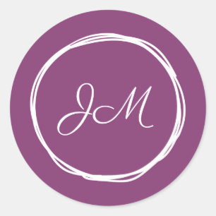 Purple Monogram Wedding Stickers