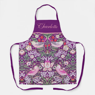 Purple Monogram William Morris Strawberry Thief Apron