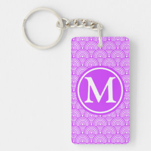 Purple Monogrammed Fish Scales Key Ring
