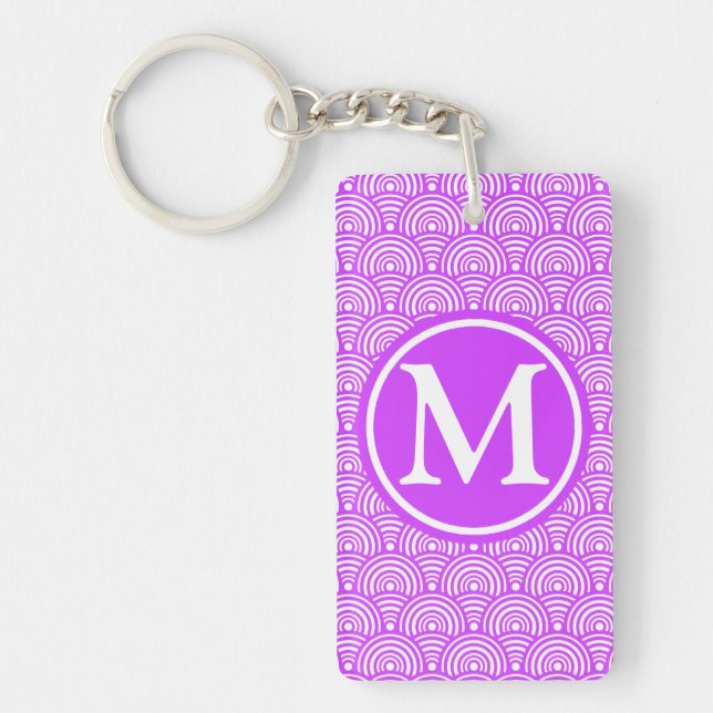 Purple Monogrammed Fish Scales Key Ring (Front)