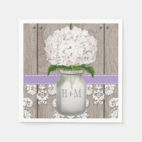 Purple Monogrammed White Hydrangea Mason Jar