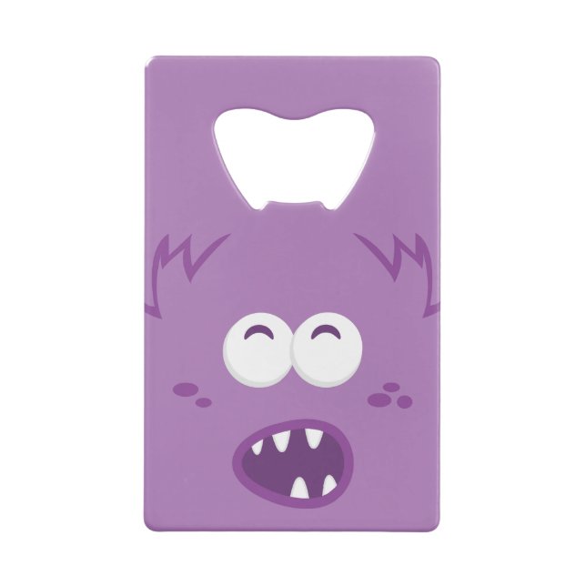 Purple Monster Face Credit Card Bottle Opener (Back)