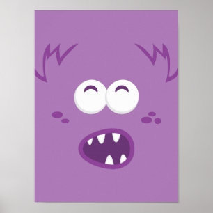 Purple Monster Face Poster Print