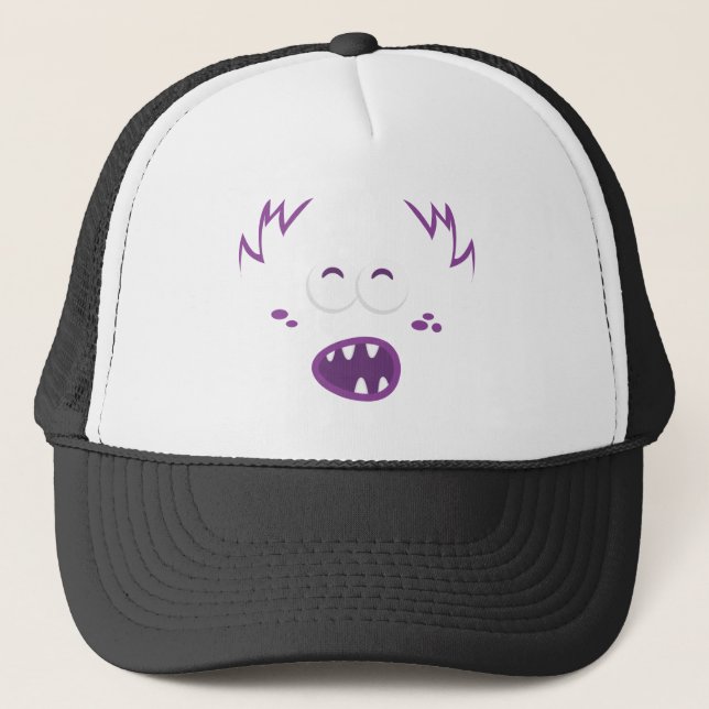 Purple Monster Face Trucker Hat (Front)