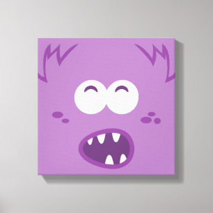 Purple Monster Face Wrapped Canvas