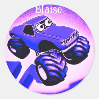 Purple Monster Truck  Classic Round Sticker