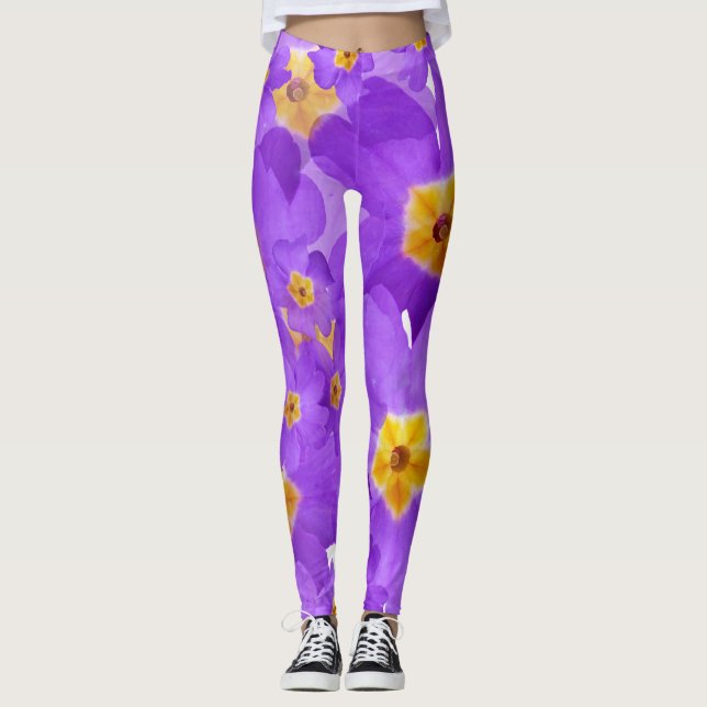 Purple Mood Floral Elegance  custom  Leggings (Front)