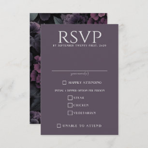 Purple Moody Floral Food Choices RSVP Card