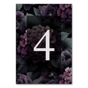 Purple Moody Floral Table Number