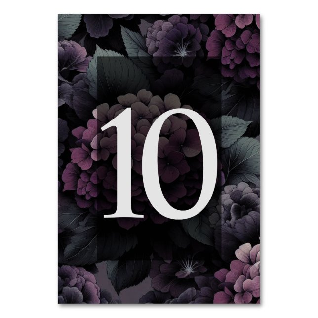 Purple Moody Floral Table Number (Front)