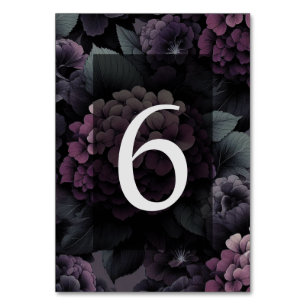 Purple Moody Floral Table Number