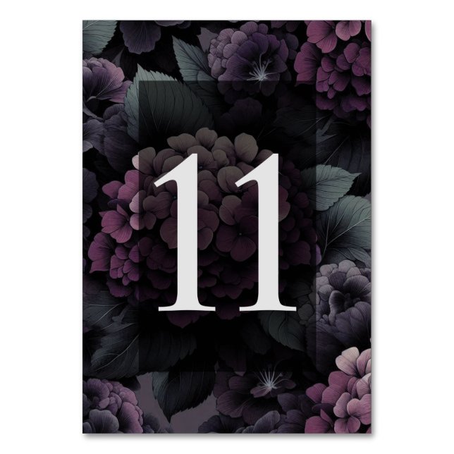 Purple Moody Floral Table Number (Front)