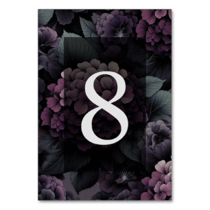 Purple Moody Floral Table Number