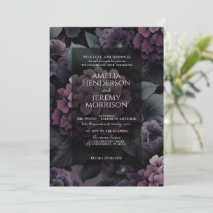 Purple Moody Floral with QR Code Invitation