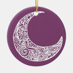 purple moon ceramic tree decoration