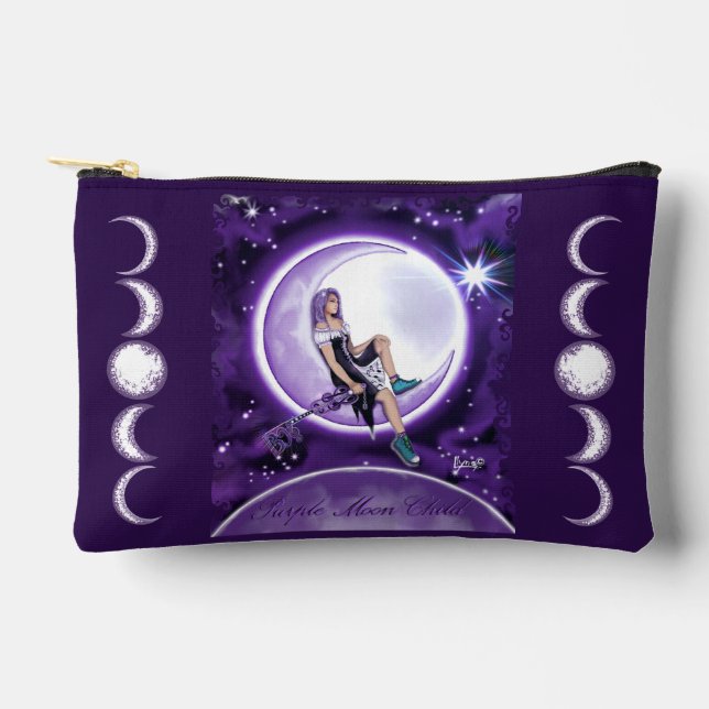 Purple moon child accessory pouch (Front)
