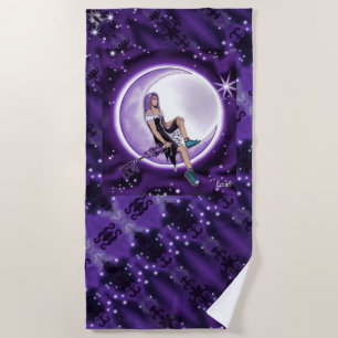 Purple moon Child Beach Towel