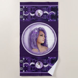 Purple moon Child Beach Towel