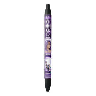 Purple moon child black ink pen