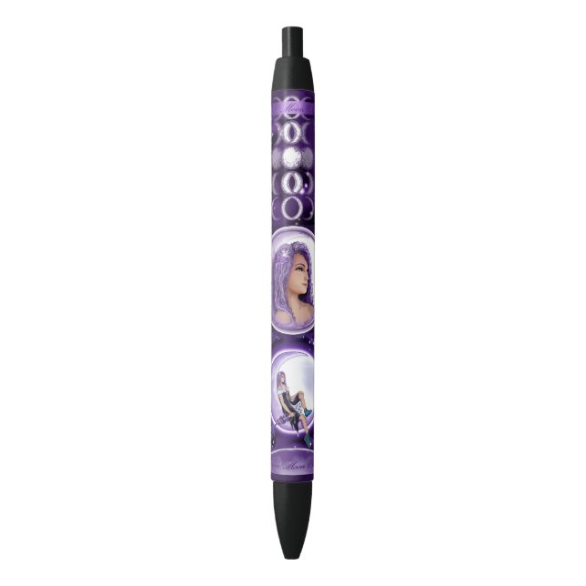 Purple moon child black ink pen (Front Vertical)