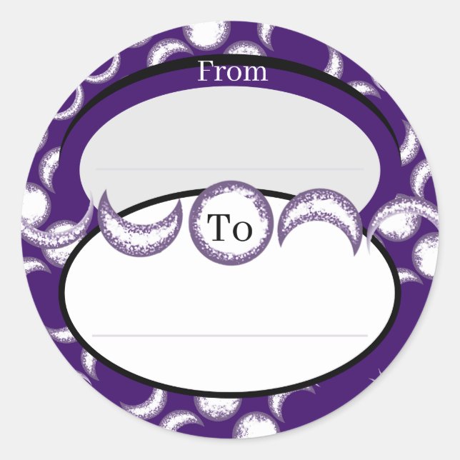 Purple Moon Child classic round sticker (Front)