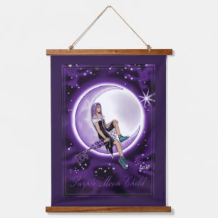 Purple Moon Child Hanging Tapestry