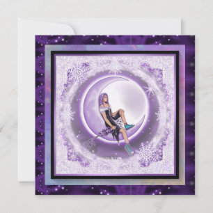 Purple moon Child Invitation