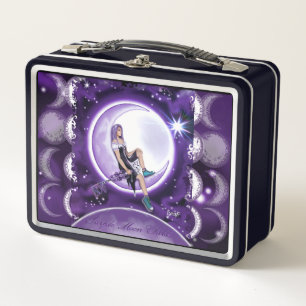 Purple Moon Child Metal Lunch Box