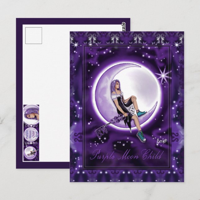 Purple Moon Child Postcard (Front/Back)
