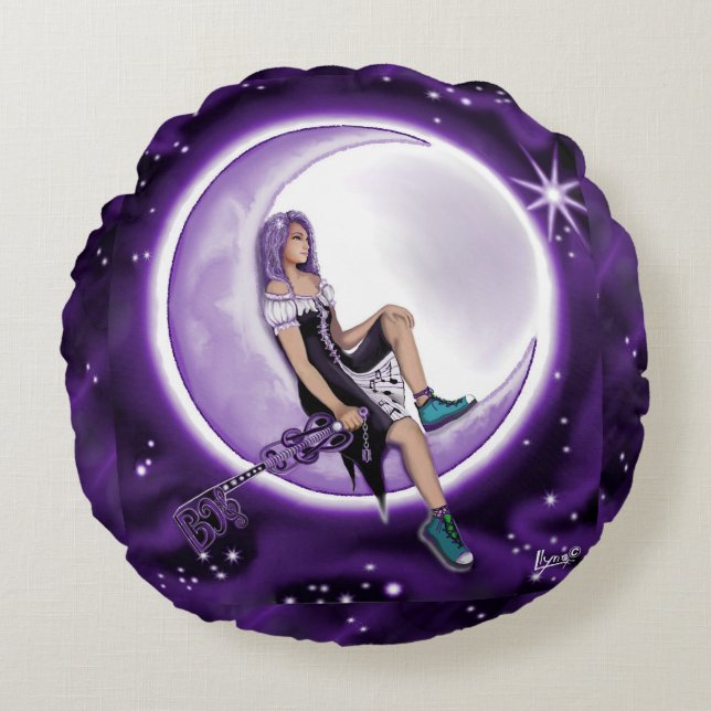 Purple Moon Child Throw Pillow (Front)